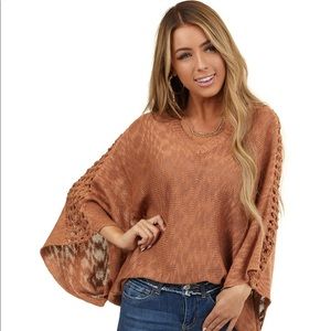 Terracotta Sweater With Kimono 3/4 Sleeves